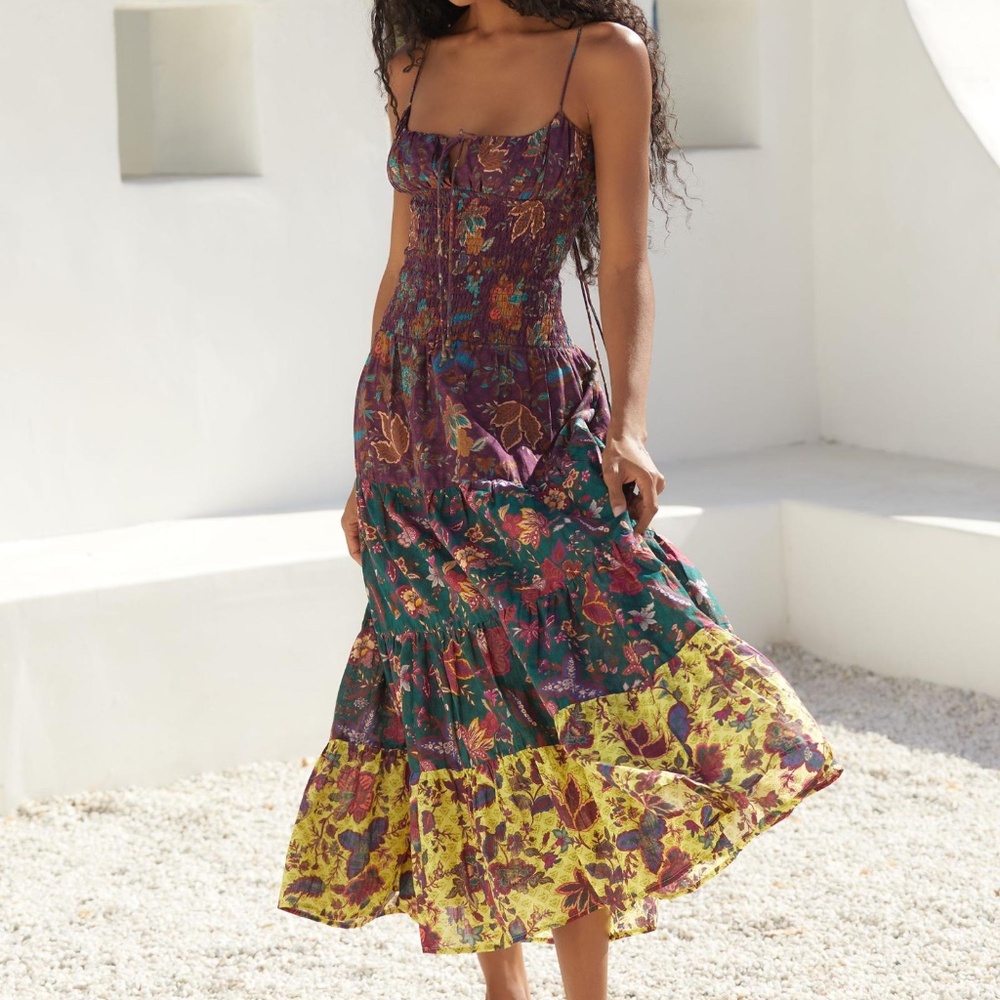 NWT Anthropologie The Josephine Smocked Drop-Waist Dress Size Medium